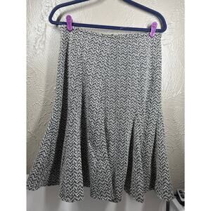 Susan Bristol Knit Circle Skirt Womens Side Zip 24" L Black White Chevron Size 8